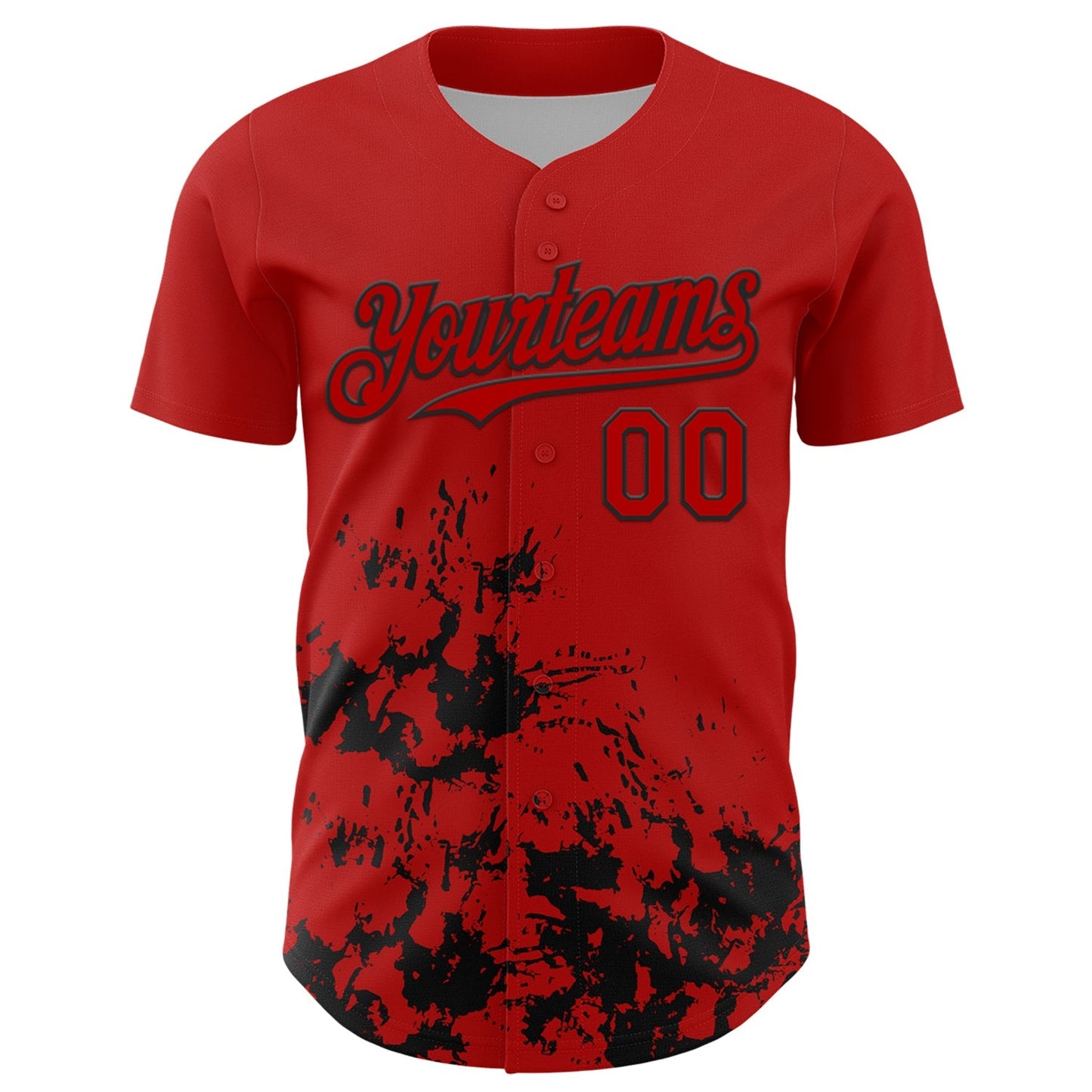 Custom Red Black Splatter Authentic Baseball Jersey baseball jersey product view 2