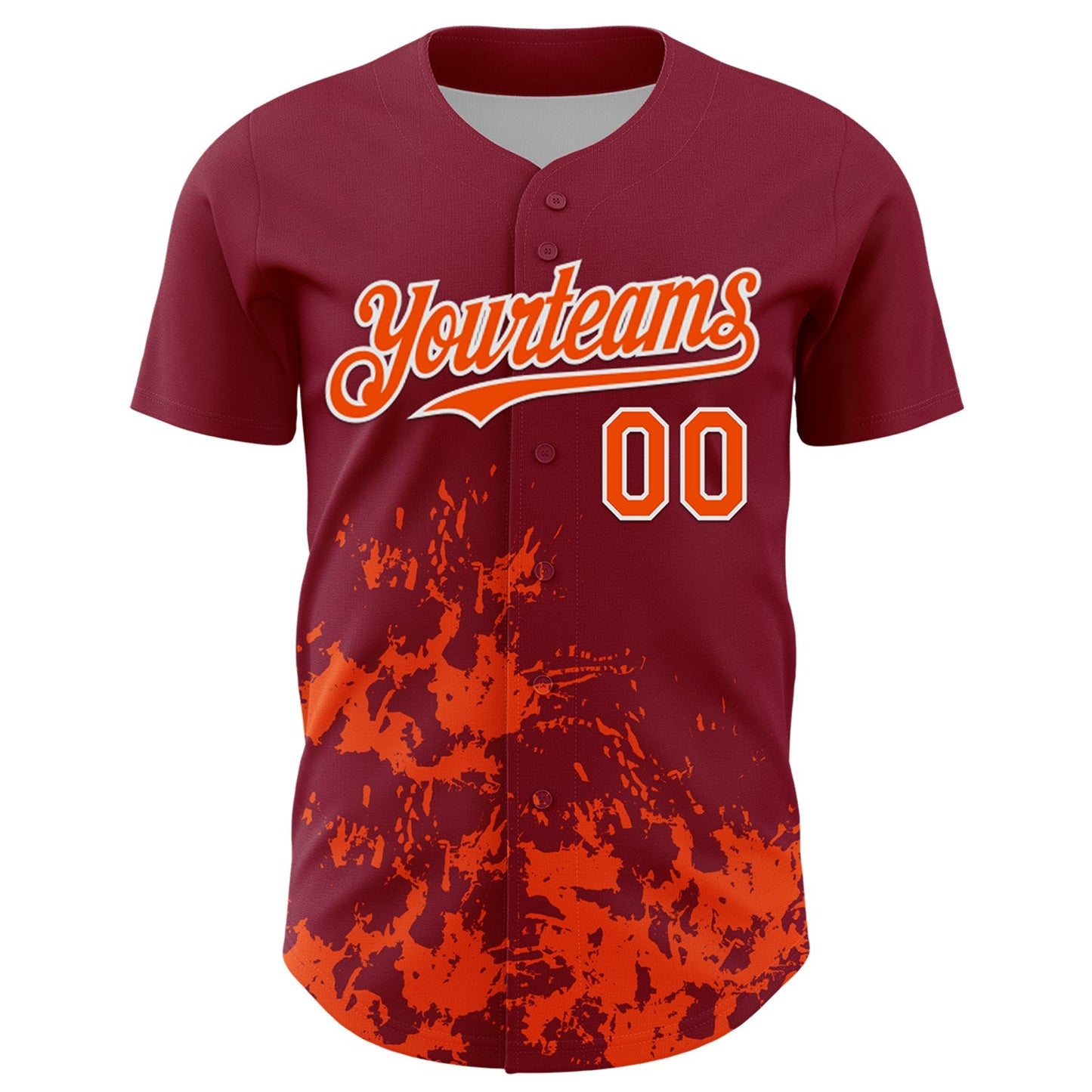 Custom Crimson Orange-White Splatter Authentic Baseball Jersey baseball jersey product view 2