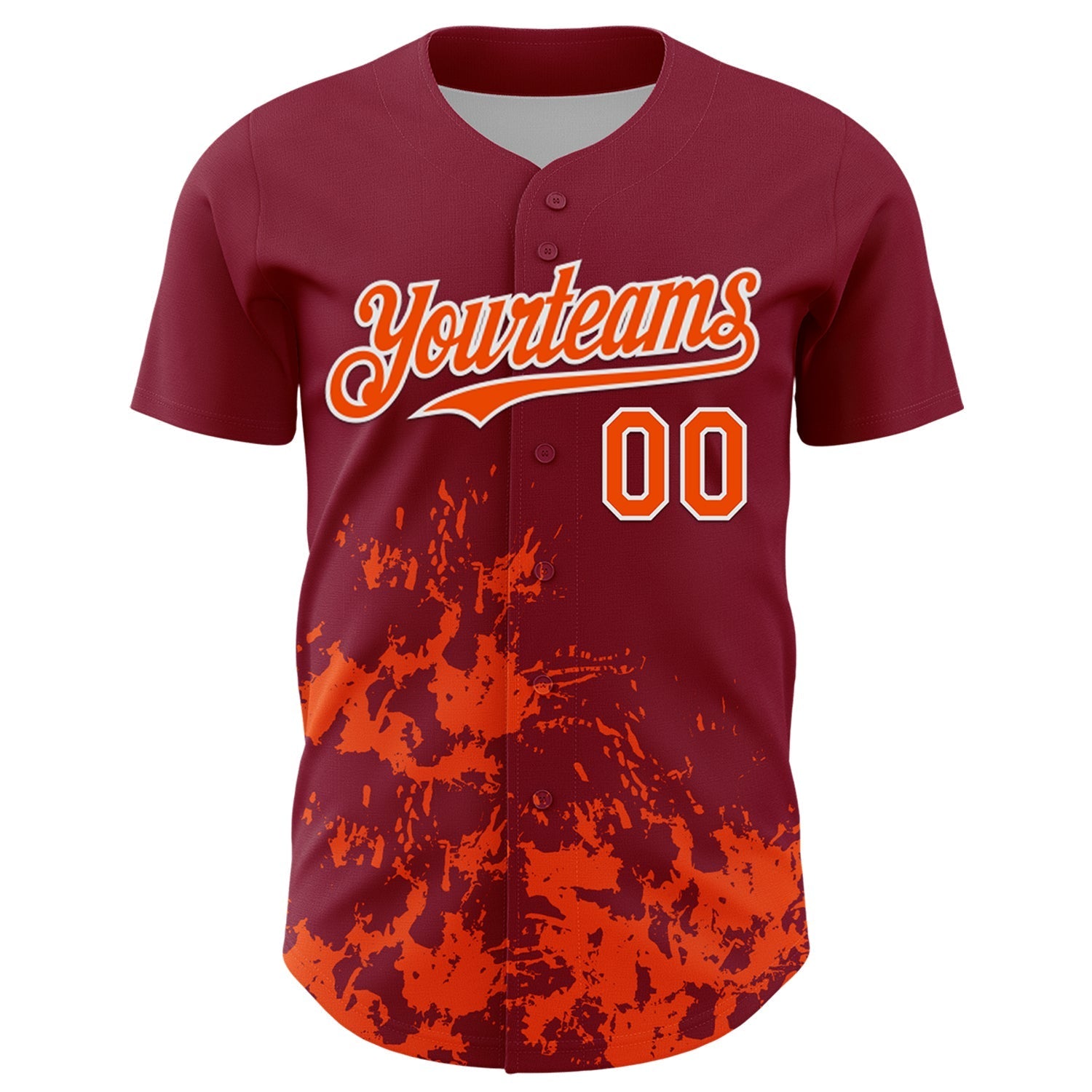 Custom Crimson Orange-White Splatter Authentic Baseball Jersey baseball jersey product view 2