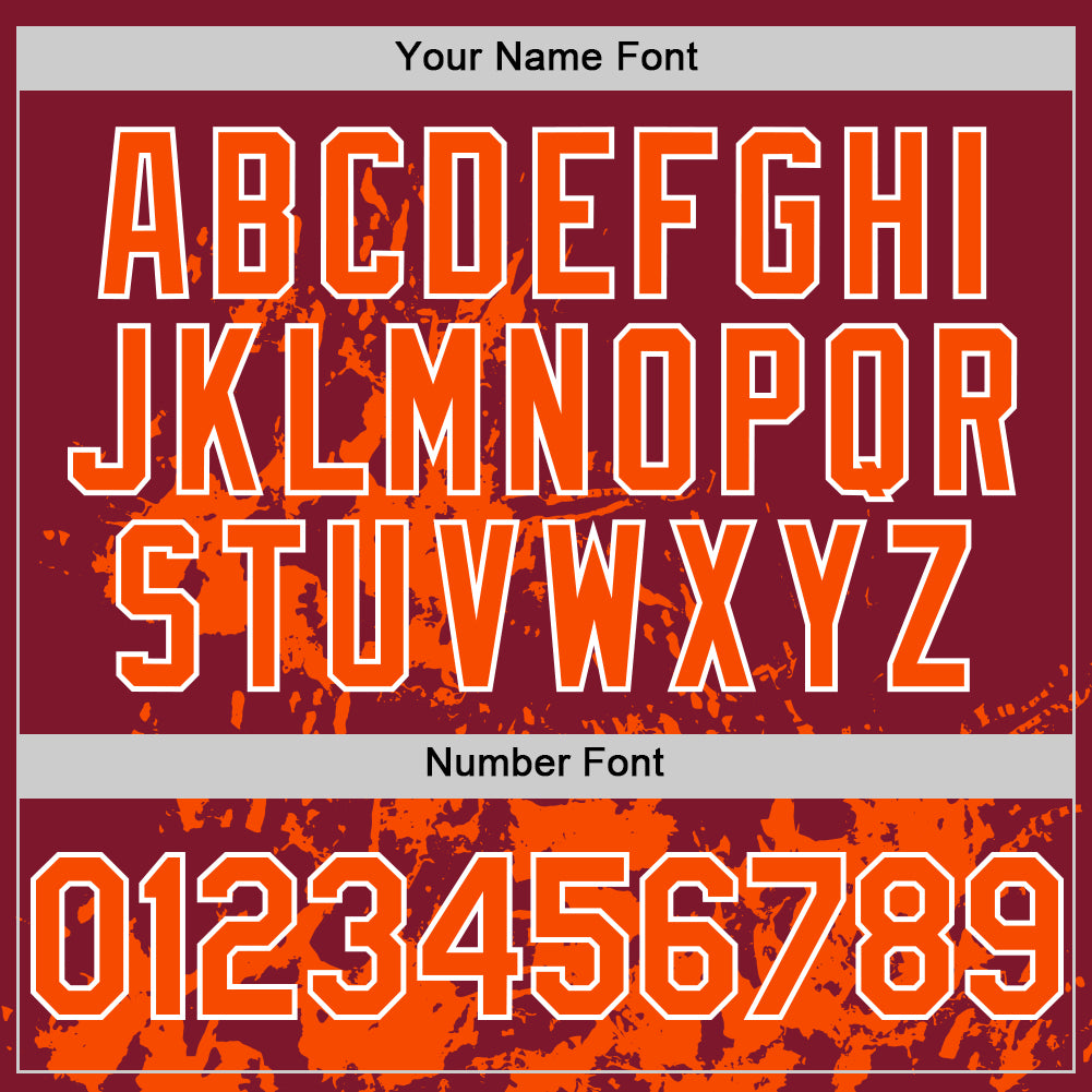 Custom Crimson Orange-White Splatter Authentic Baseball Jersey baseball jersey product view 5