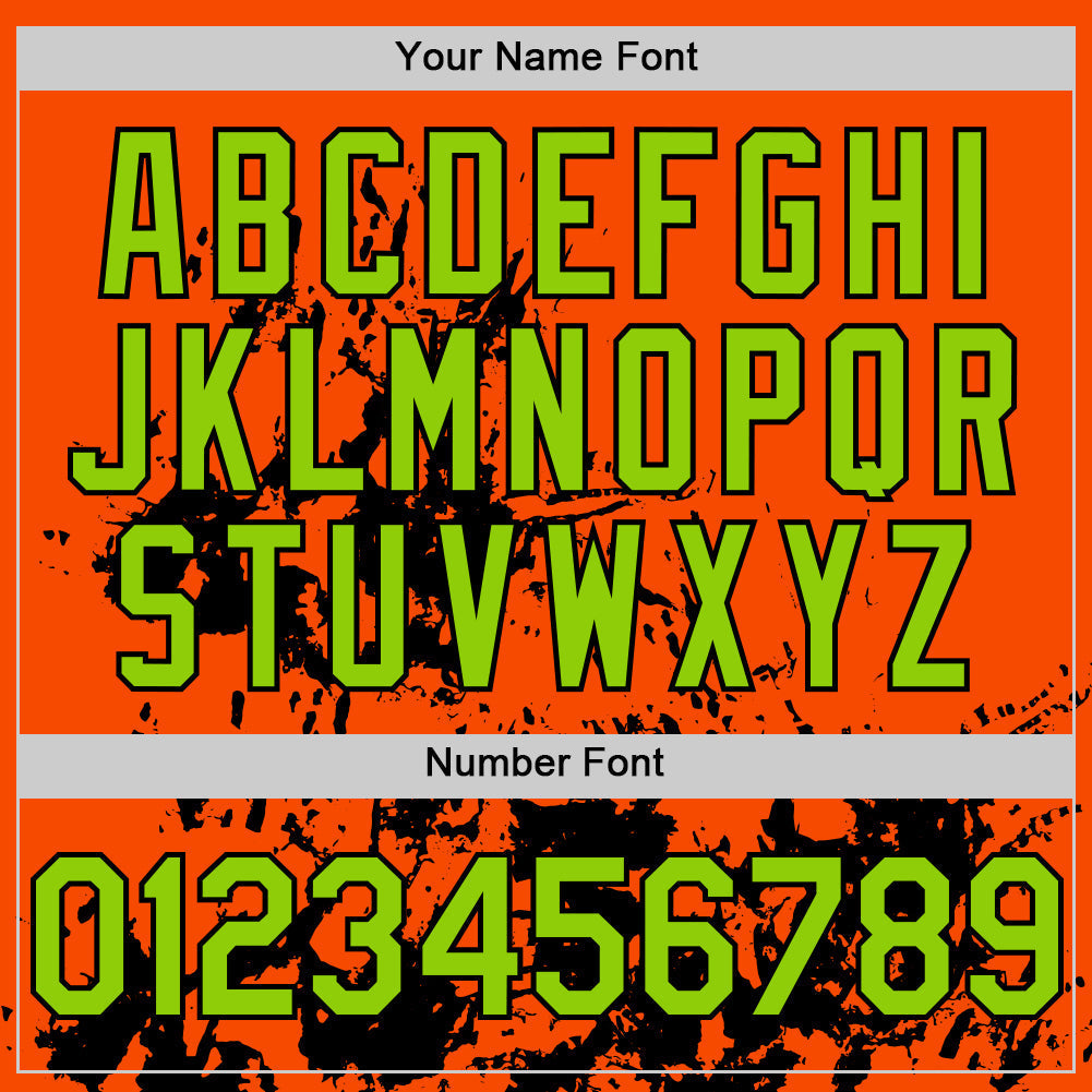 Custom Orange Neon Green-Black Splatter Authentic Baseball Jersey baseball jersey product view 5