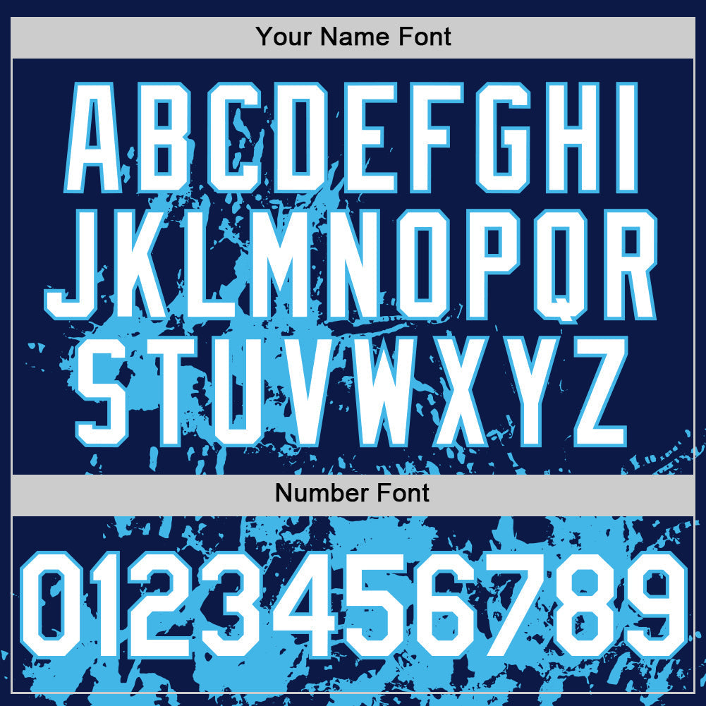 Custom Navy White-Sky Blue Splatter Authentic Baseball Jersey baseball jersey product view 5