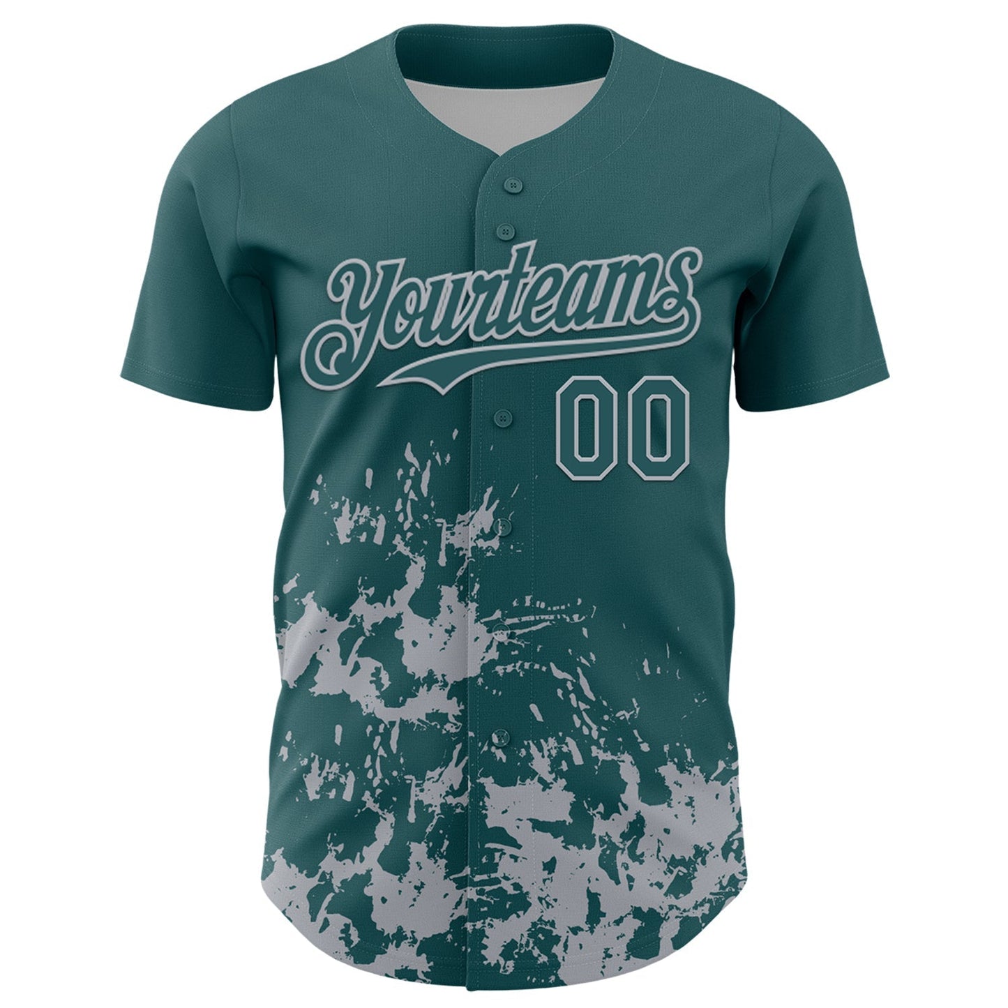 Custom Midnight Green Gray Splatter Authentic Baseball Jersey baseball jersey product view 2