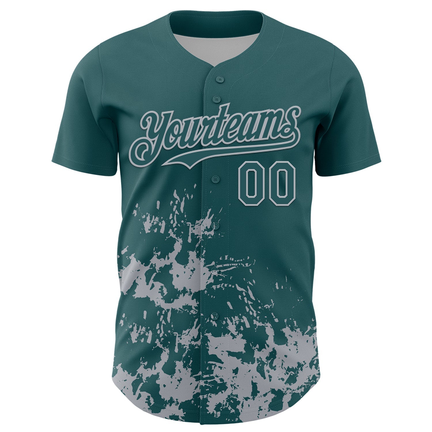 Custom Midnight Green Gray Splatter Authentic Baseball Jersey baseball jersey product view 2