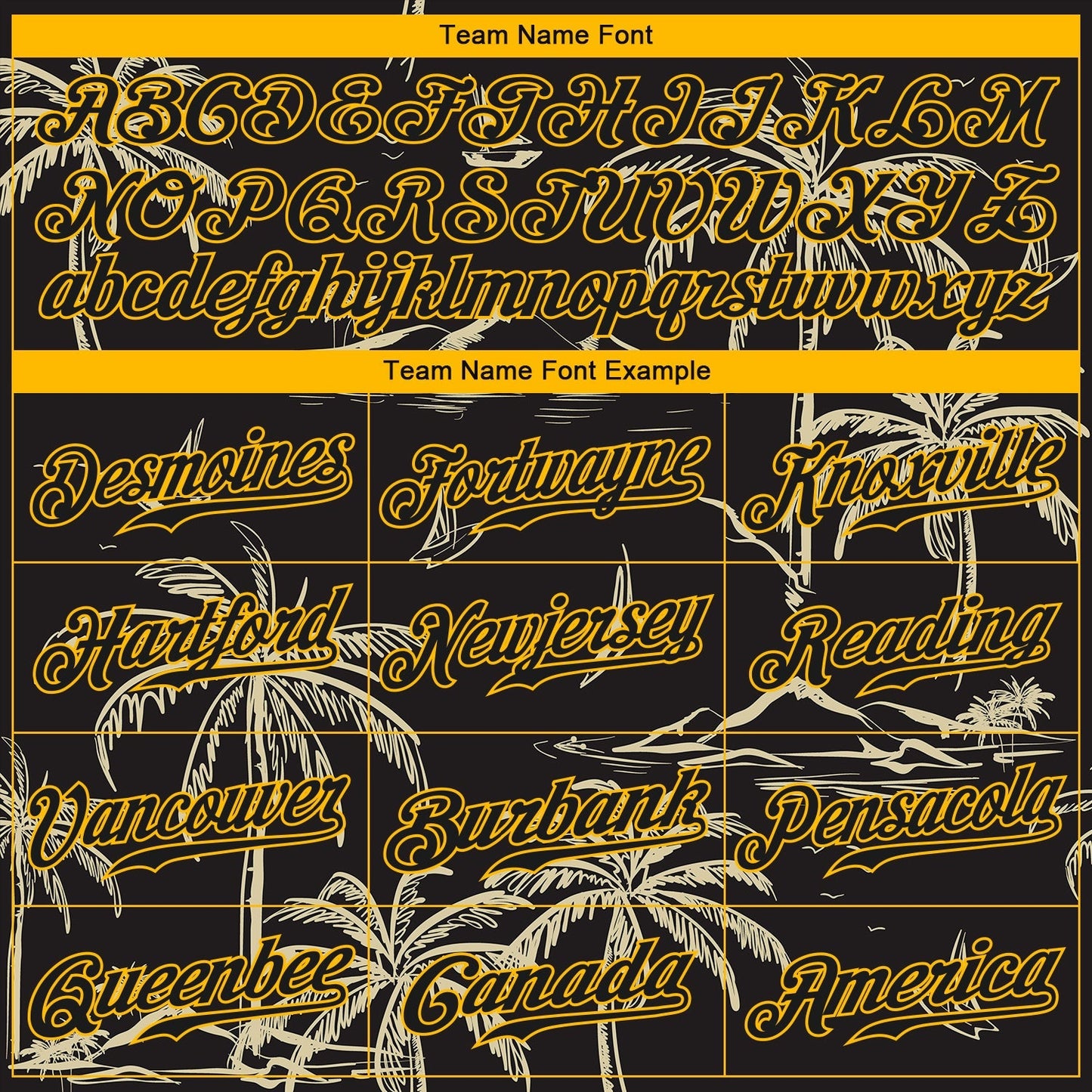 Custom Black Gold 3D Pattern Design Hawaii Palm Trees Island And Sailboat Authentic Baseball Jersey baseball jersey product view 5