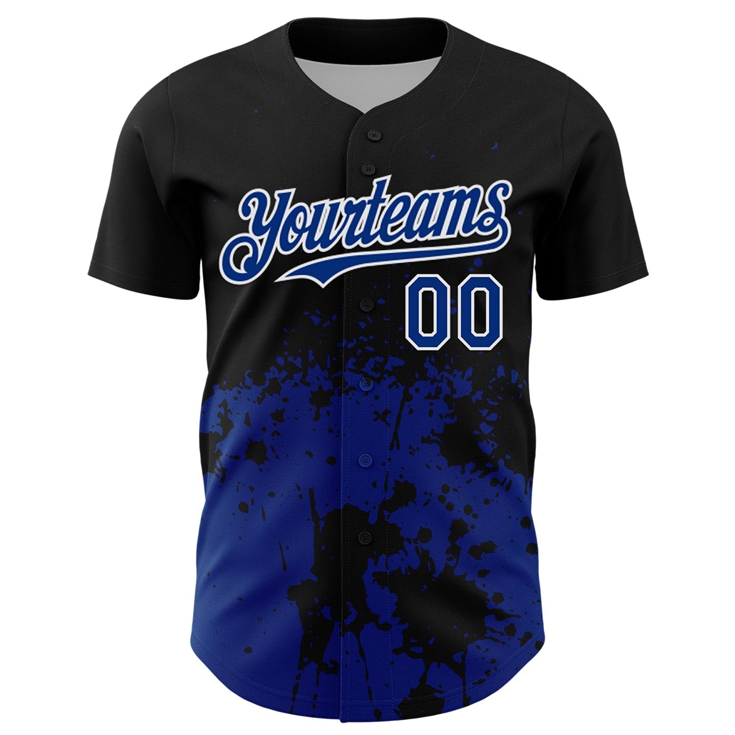Custom Black Royal-White Abstract Splatter Grunge Authentic Baseball Jersey baseball jersey product view 2