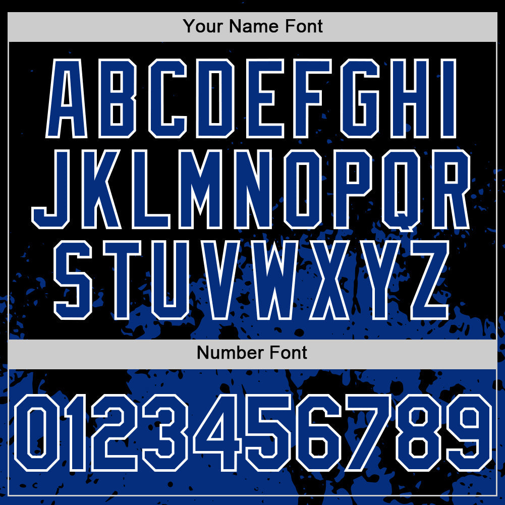 Custom Black Royal-White Abstract Splatter Grunge Authentic Baseball Jersey baseball jersey product view 5