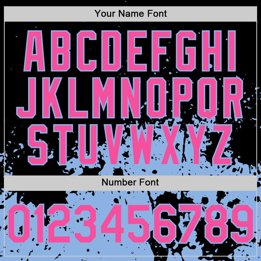 Custom Black Pink-Light Blue Abstract Splatter Grunge Authentic Baseball Jersey baseball jersey product view 5