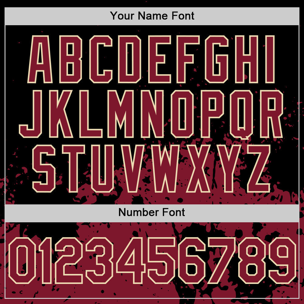 Custom Black Crimson-Cream Abstract Splatter Grunge Authentic Baseball Jersey baseball jersey product view 5