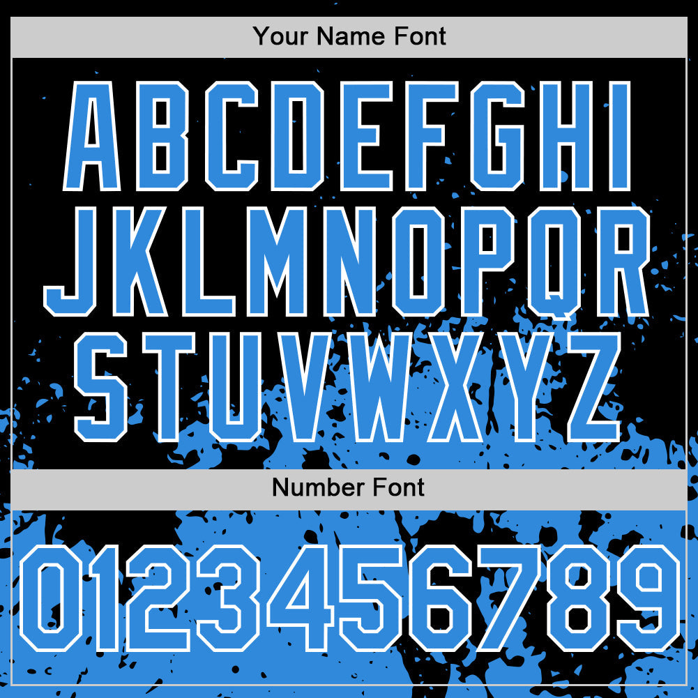 Custom Black Powder Blue-White Abstract Splatter Grunge Authentic Baseball Jersey baseball jersey product view 5
