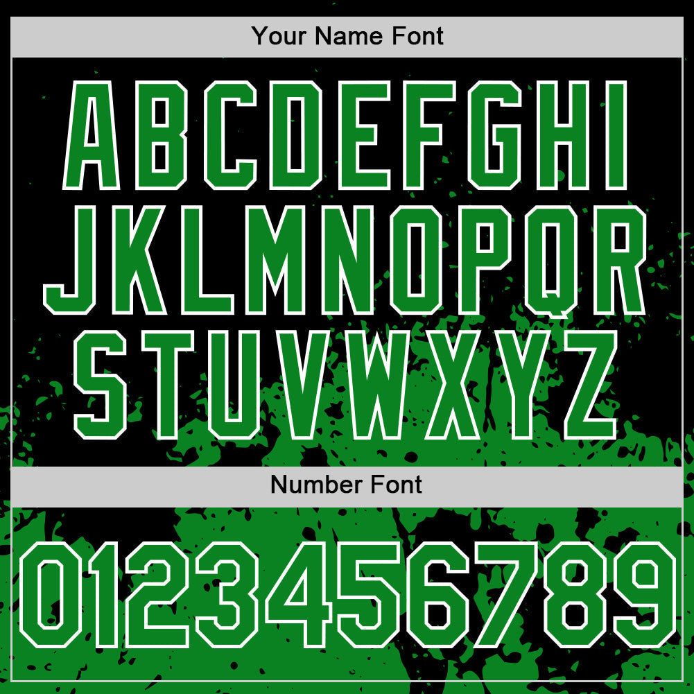 Custom Black Grass Green-White Abstract Splatter Grunge Authentic Baseball Jersey baseball jersey product view 5