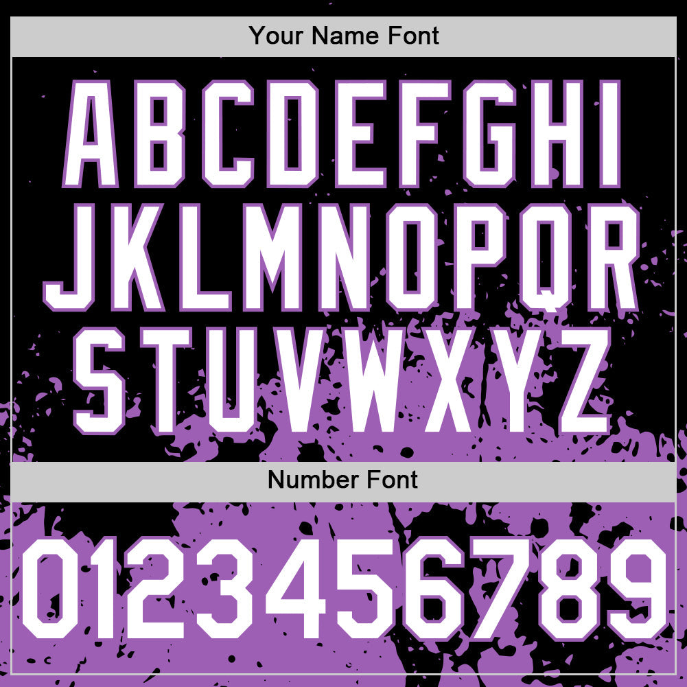 Custom Black White-Medium Purple Abstract Splatter Grunge Authentic Baseball Jersey baseball jersey product view 5