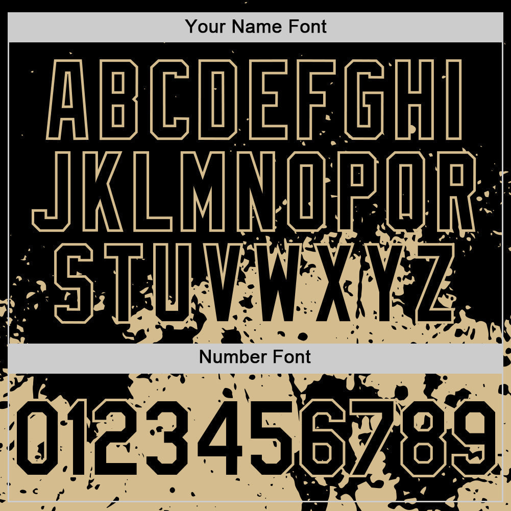 Custom Black Vegas Gold Abstract Splatter Grunge Authentic Baseball Jersey baseball jersey product view 5
