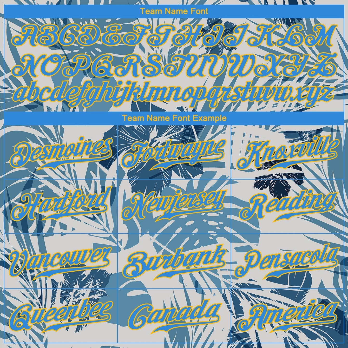 Custom White Electric Blue-Gold 3D Pattern Design Hawaii Palm Leaves And Flowers Authentic Baseball Jersey baseball jersey product view 4
