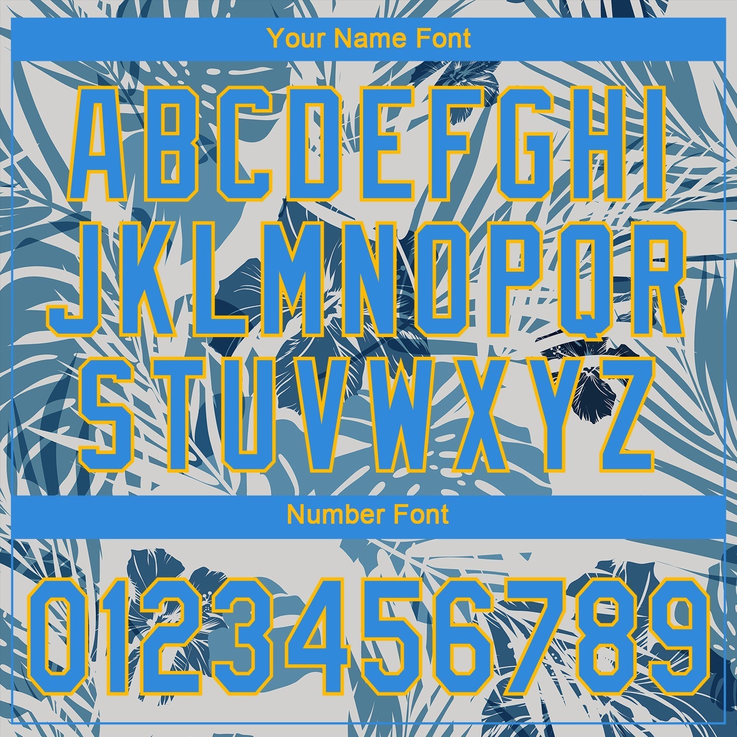 Custom White Electric Blue-Gold 3D Pattern Design Hawaii Palm Leaves And Flowers Authentic Baseball Jersey baseball jersey product view 5