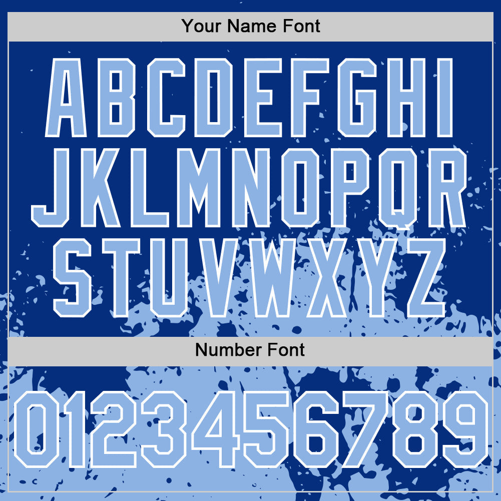 Custom Royal Light Blue-White Abstract Splatter Grunge Authentic Baseball Jersey baseball jersey product view 5