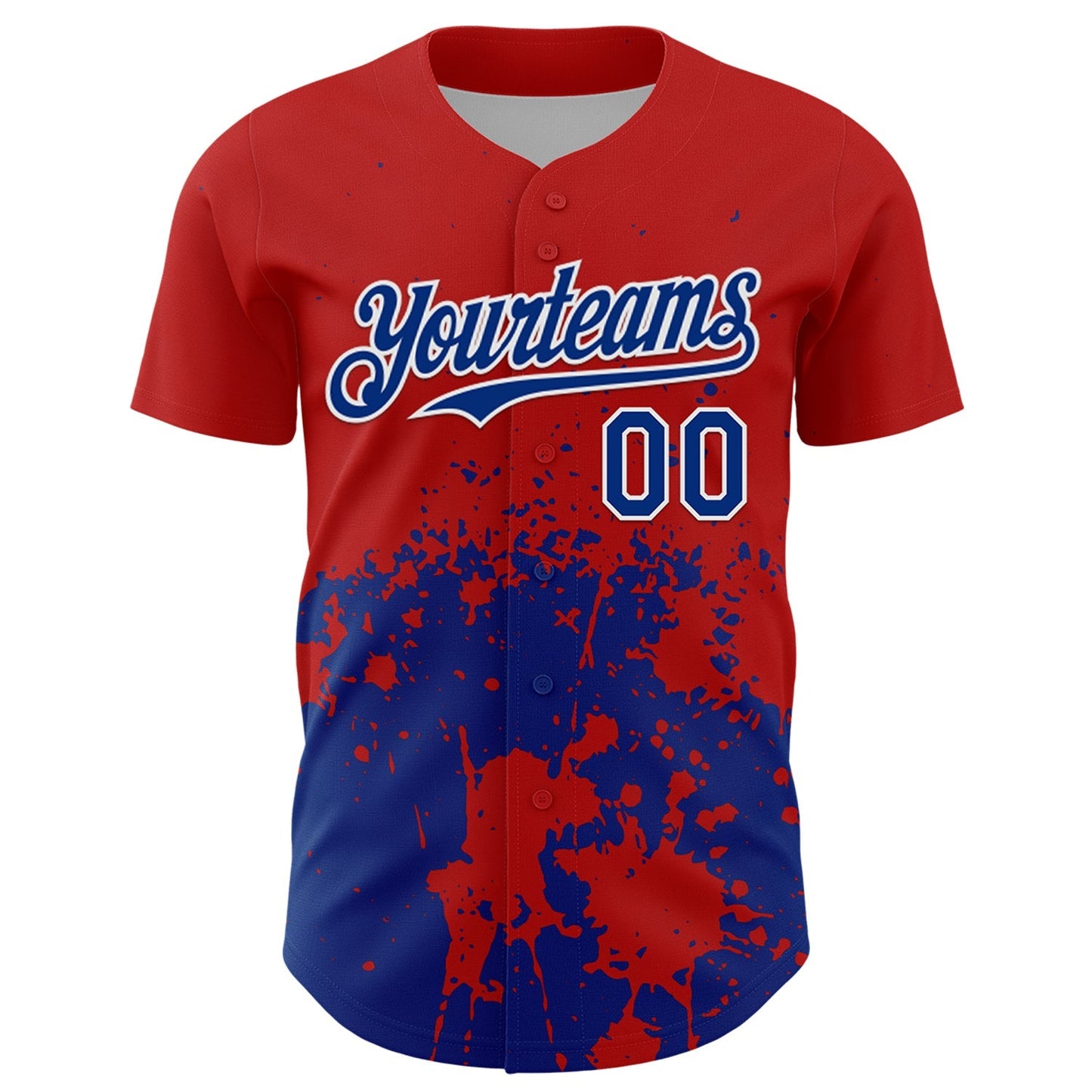Custom Red Royal-White Abstract Splatter Grunge Authentic Baseball Jersey baseball jersey product view 2