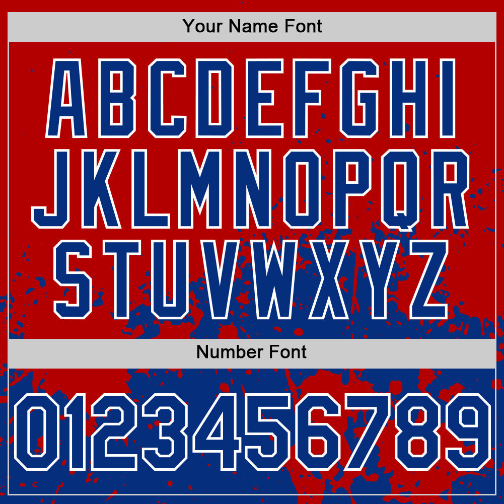 Custom Red Royal-White Abstract Splatter Grunge Authentic Baseball Jersey baseball jersey product view 5