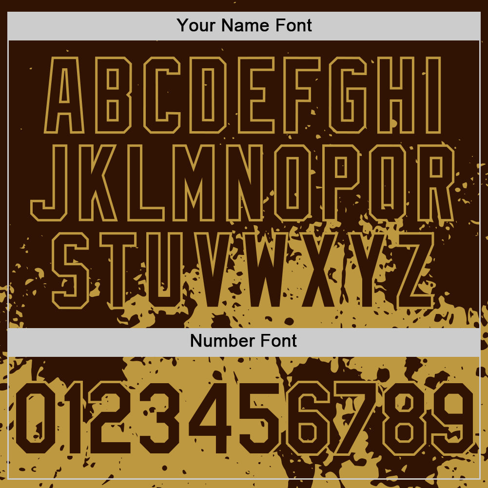 Custom Brown Old Gold Abstract Splatter Grunge Authentic Baseball Jersey baseball jersey product view 5