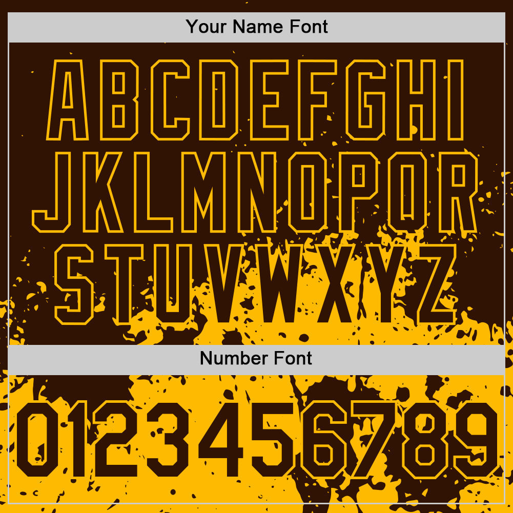 Custom Brown Yellow Abstract Splatter Grunge Authentic Baseball Jersey baseball jersey product view 5