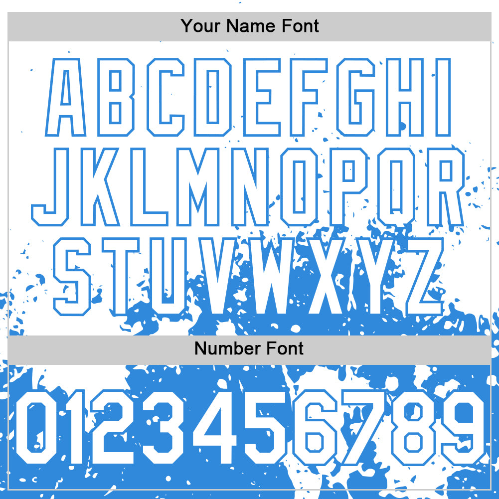 Custom White Powder Blue Abstract Splatter Grunge Authentic Baseball Jersey baseball jersey product view 5