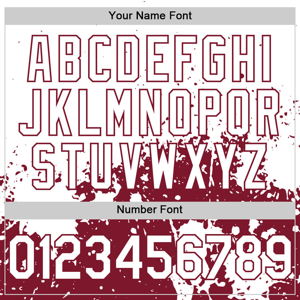 Custom White Crimson Abstract Splatter Grunge Authentic Baseball Jersey baseball jersey product view 5