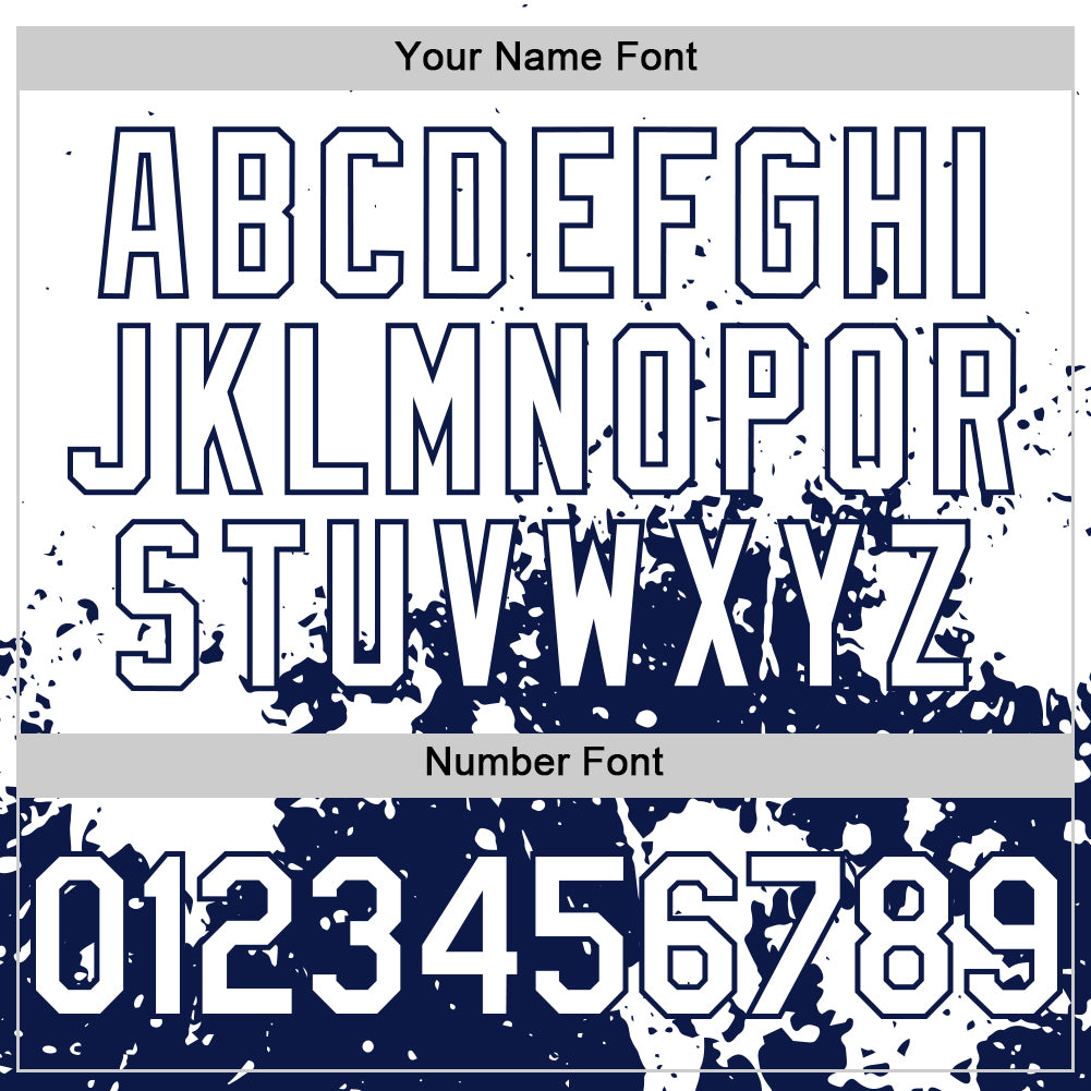 Custom White Navy Abstract Splatter Grunge Authentic Baseball Jersey baseball jersey product view 5