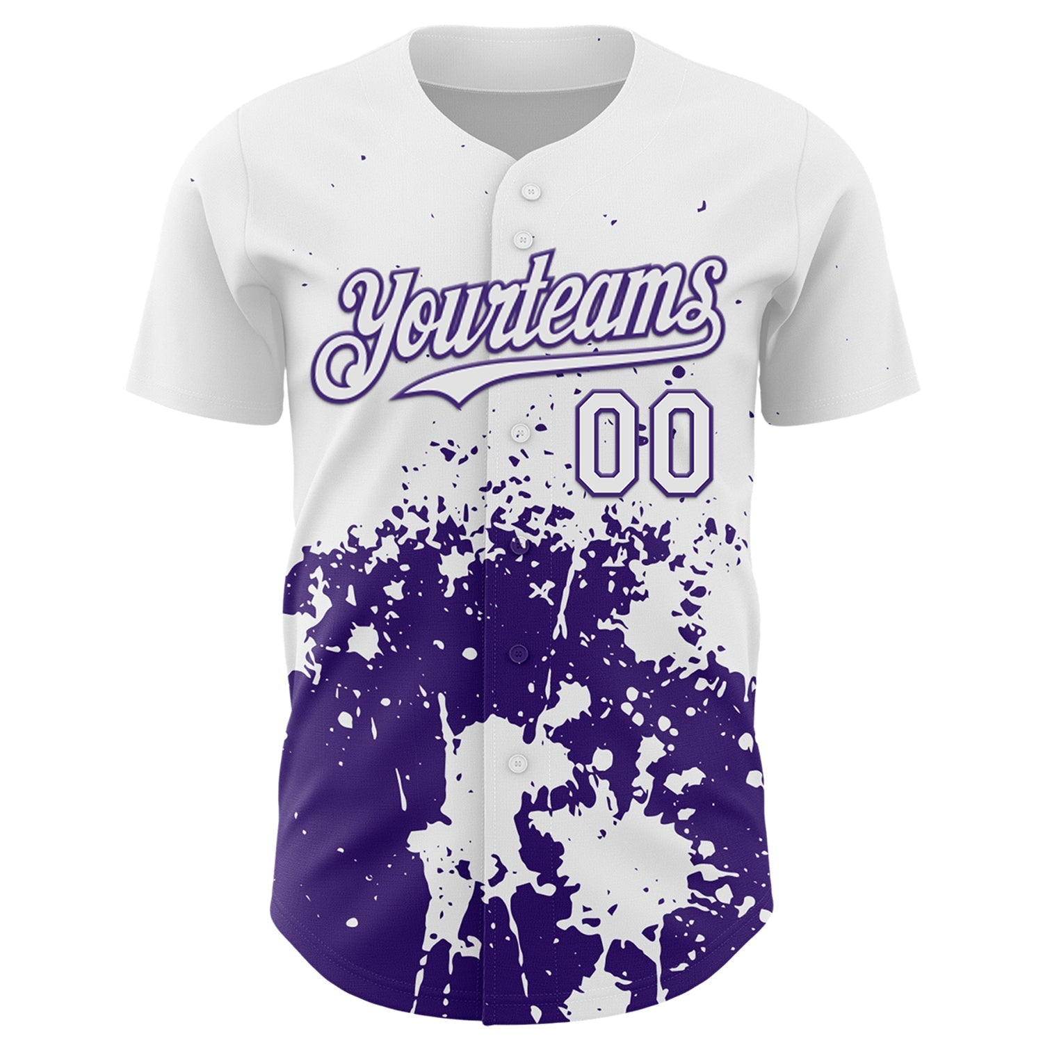 Custom White Purple Abstract Splatter Grunge Authentic Baseball Jersey baseball jersey product view 2