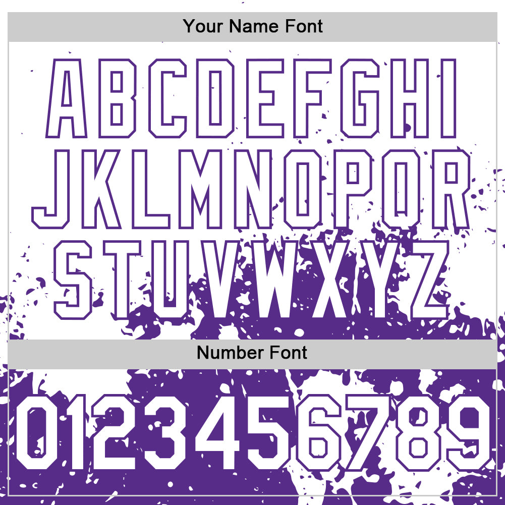 Custom White Purple Abstract Splatter Grunge Authentic Baseball Jersey baseball jersey product view 5