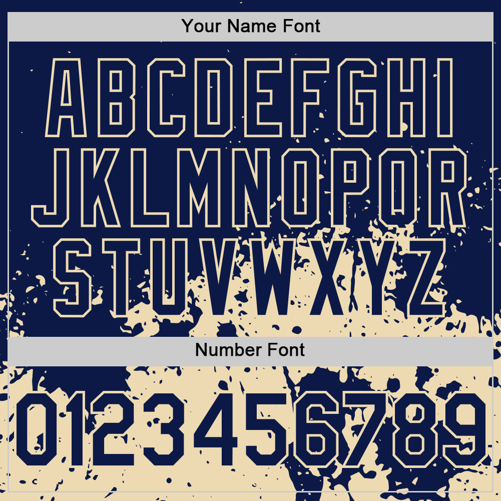 Custom Navy Cream Abstract Splatter Grunge Authentic Baseball Jersey baseball jersey product view 5
