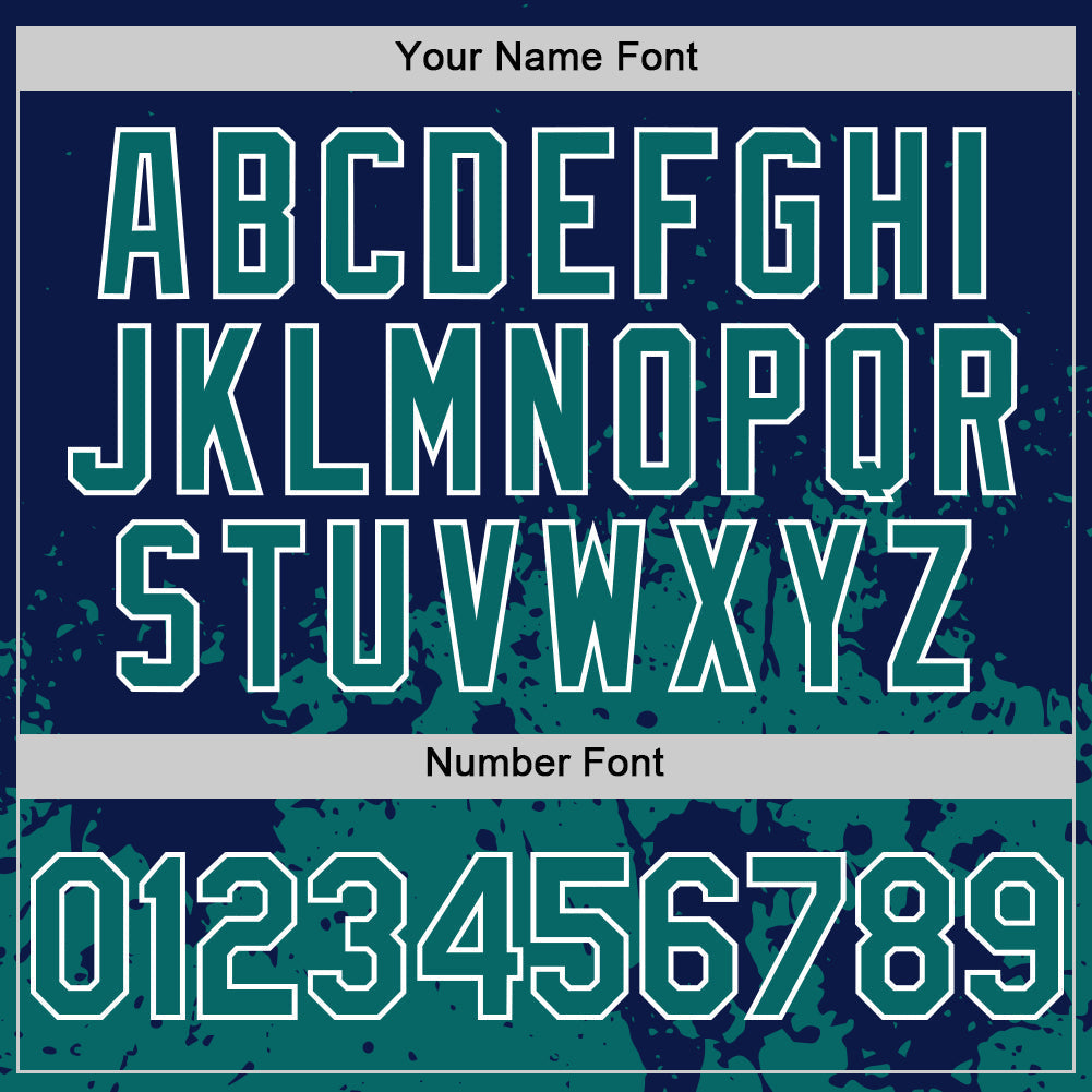 Custom Navy Teal-White Abstract Splatter Grunge Authentic Baseball Jersey baseball jersey product view 5