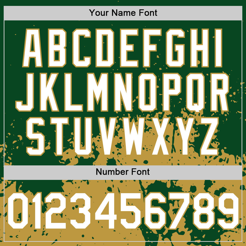 Custom Green White-Old Gold Abstract Splatter Grunge Authentic Baseball Jersey baseball jersey product view 5