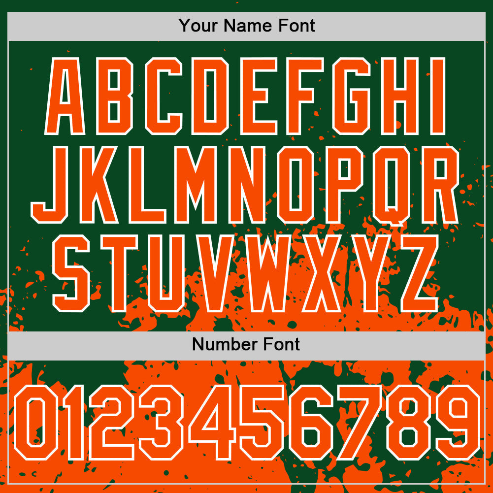 Custom Green Orange-White Abstract Splatter Grunge Authentic Baseball Jersey baseball jersey product view 5