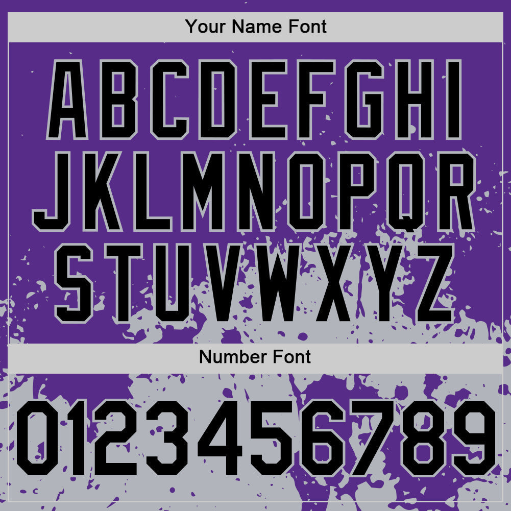 Custom Purple Black-Gray Abstract Splatter Grunge Authentic Baseball Jersey baseball jersey product view 5
