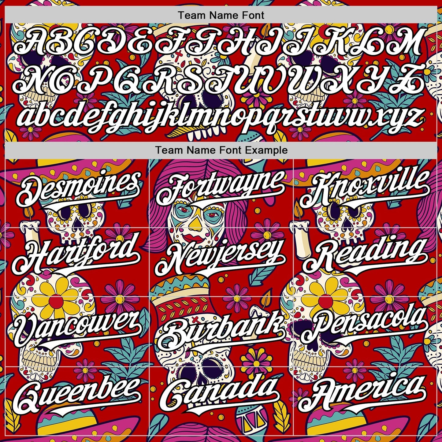 Custom Red White-Black Sugar Skull Day of the Dead Mexican Folk Art Authentic Baseball Jersey baseball jersey product view 4