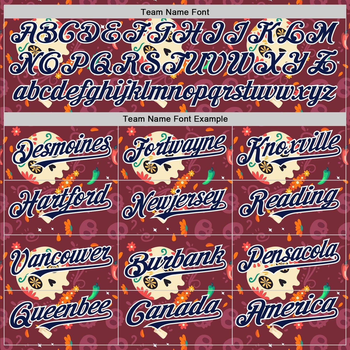 Custom Burgundy Navy-White Sugar Skull Day of the Dead Mexican Folk Art Authentic Baseball Jersey baseball jersey product view 4