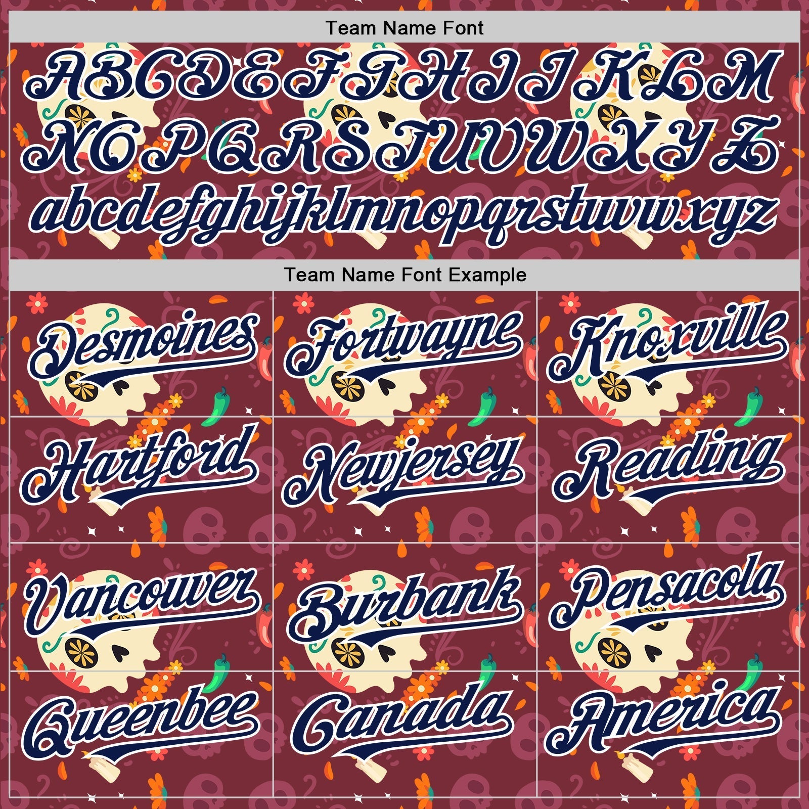 Custom Burgundy Navy-White Sugar Skull Day of the Dead Mexican Folk Art Authentic Baseball Jersey baseball jersey product view 4