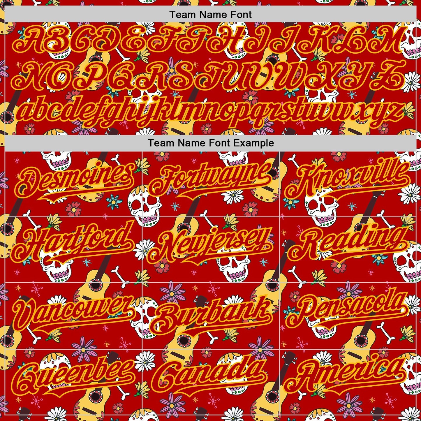 Custom Red Gold Sugar Skull Day of the Dead Mexican Folk Art Authentic Baseball Jersey baseball jersey product view 4
