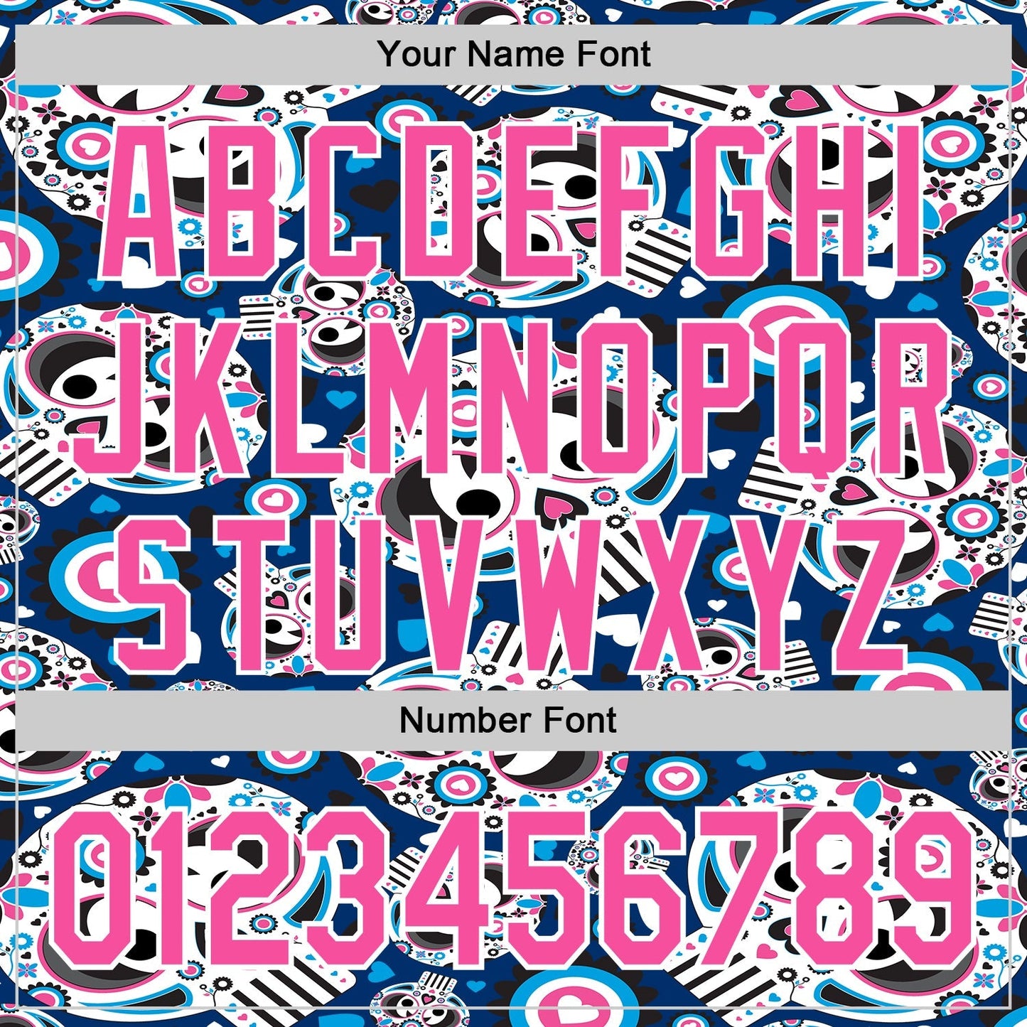 Custom Royal Pink-White Sugar Skull Day of the Dead Mexican Folk Art Authentic Baseball Jersey baseball jersey product view 5