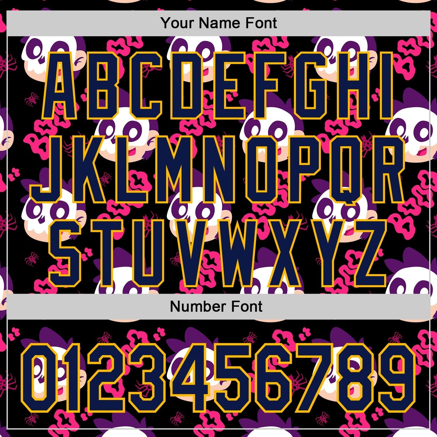 Custom Black Navy Hot Pink-Gold Sugar Skull Day of the Dead Mexican Folk Art Authentic Baseball Jersey baseball jersey product view 5
