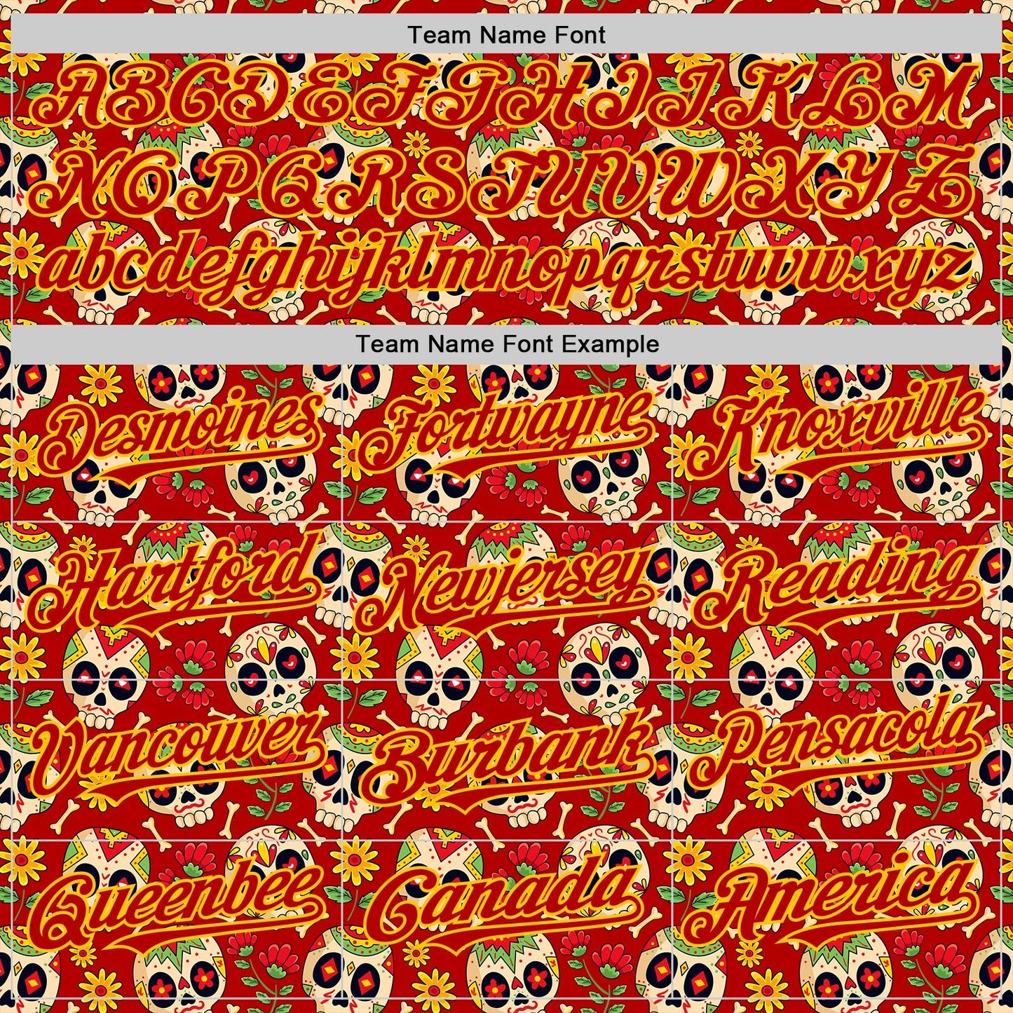 Custom Red Yellow Sugar Skull Day of the Dead Mexican Folk Art Authentic Baseball Jersey baseball jersey product view 4