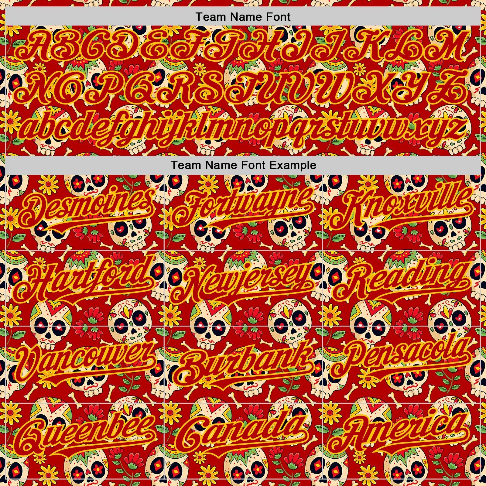 Custom Red Yellow Sugar Skull Day of the Dead Mexican Folk Art Authentic Baseball Jersey baseball jersey product view 4