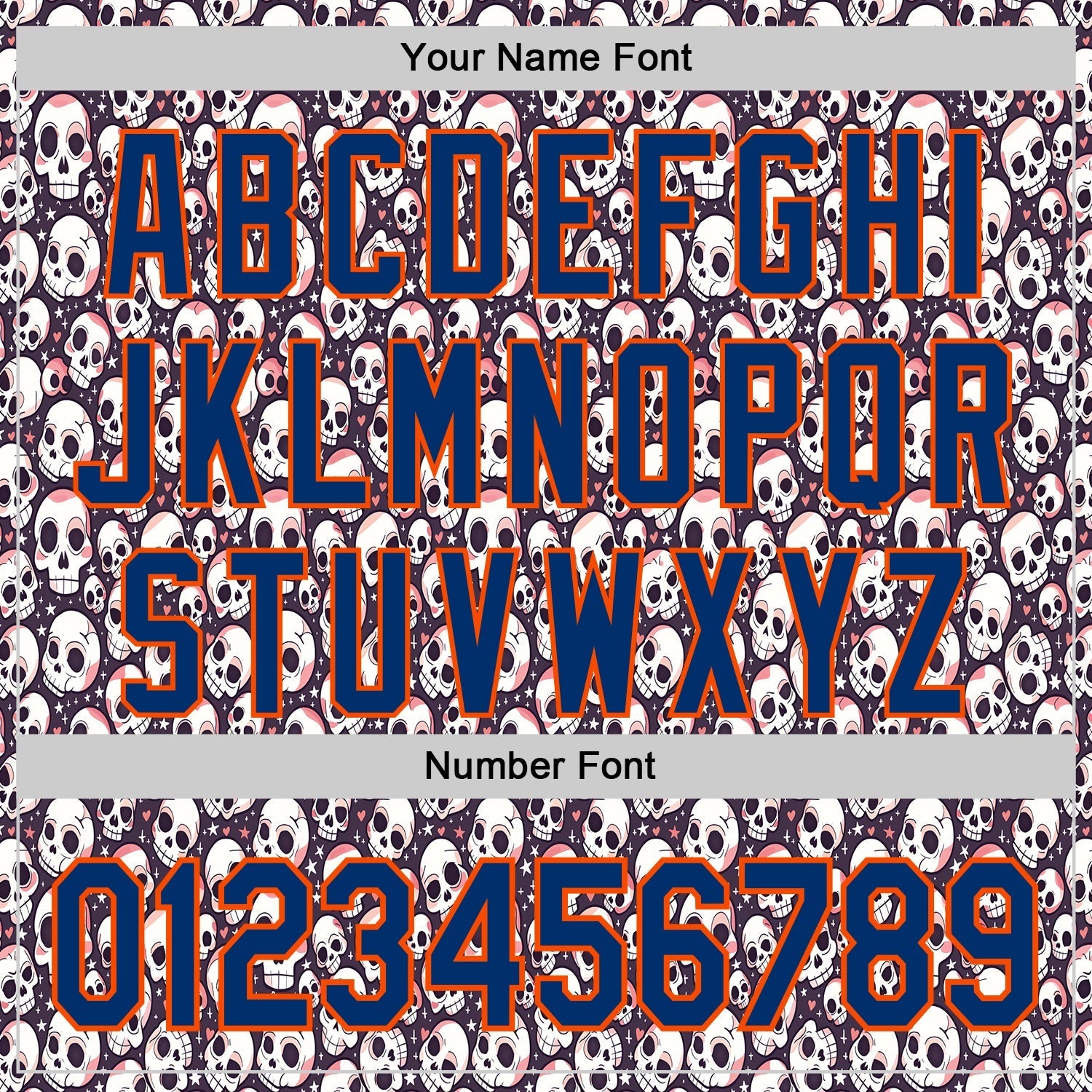 Custom White US Navy Blue-Orange Sugar Skull Day of the Dead Mexican Folk Art Authentic Baseball Jersey baseball jersey product view 5