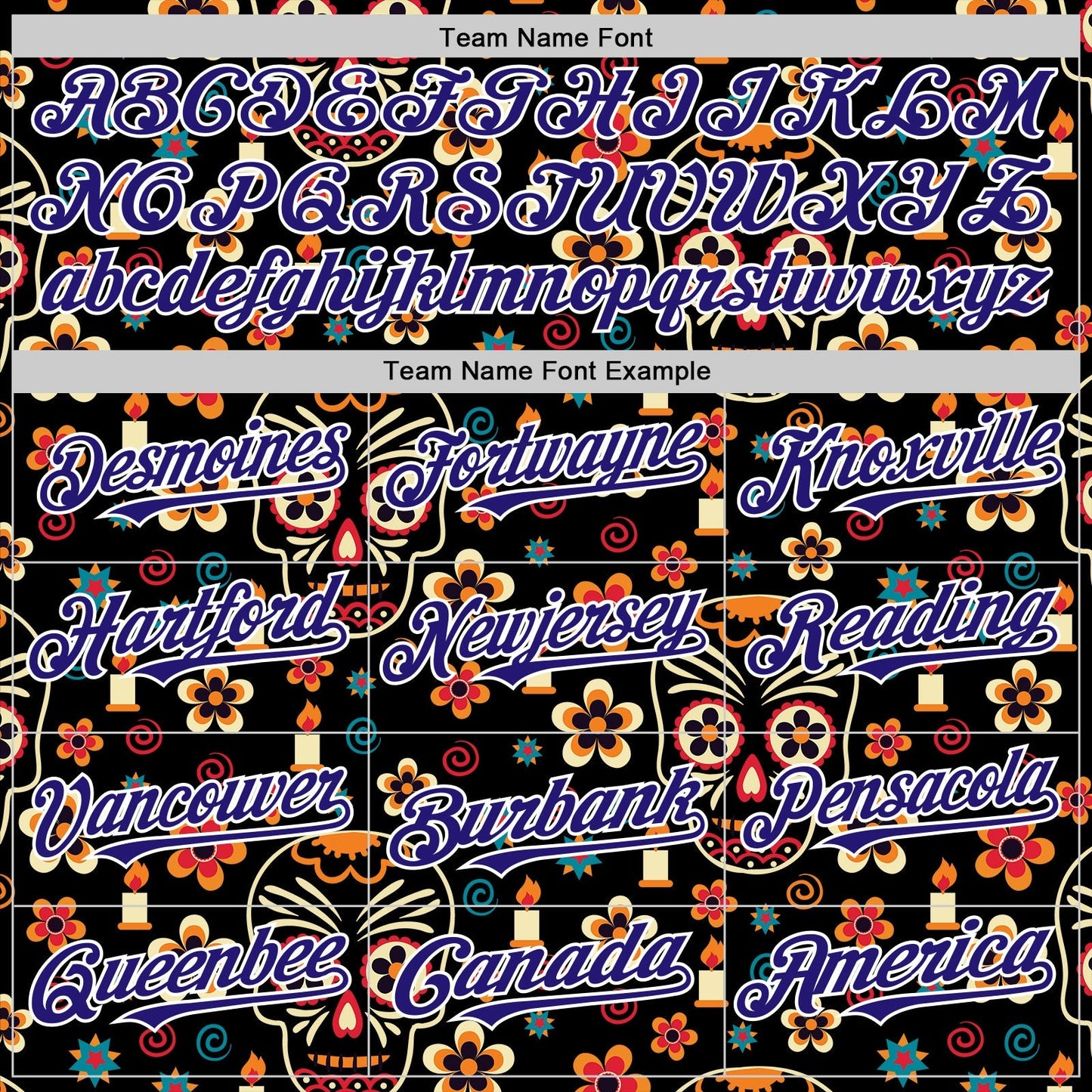 Custom Black Dark Purple-White Sugar Skull Day of the Dead Mexican Folk Art Authentic Baseball Jersey baseball jersey product view 4