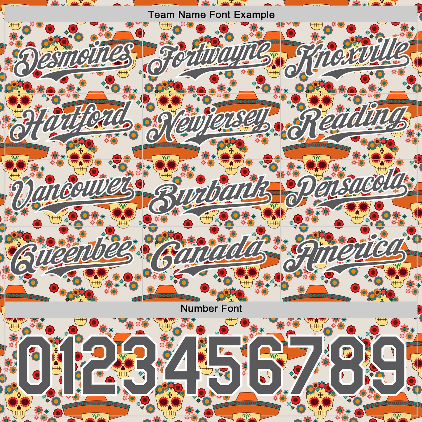 Custom Cream Steel Gray-White Sugar Skull Day of the Dead Mexican Folk Art Authentic Baseball Jersey baseball jersey product view 5