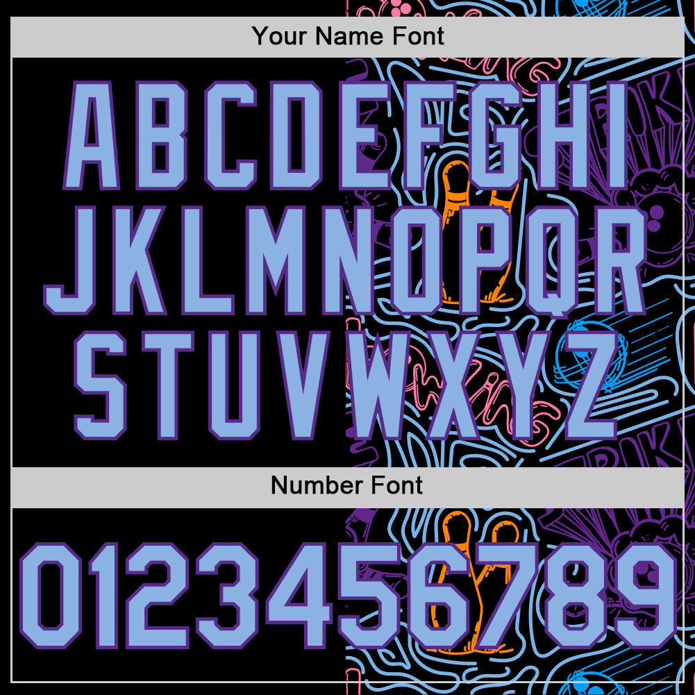 Custom Black Light Blue-Purple Bowling Doodle Split Authentic Baseball Jersey baseball jersey product view 5