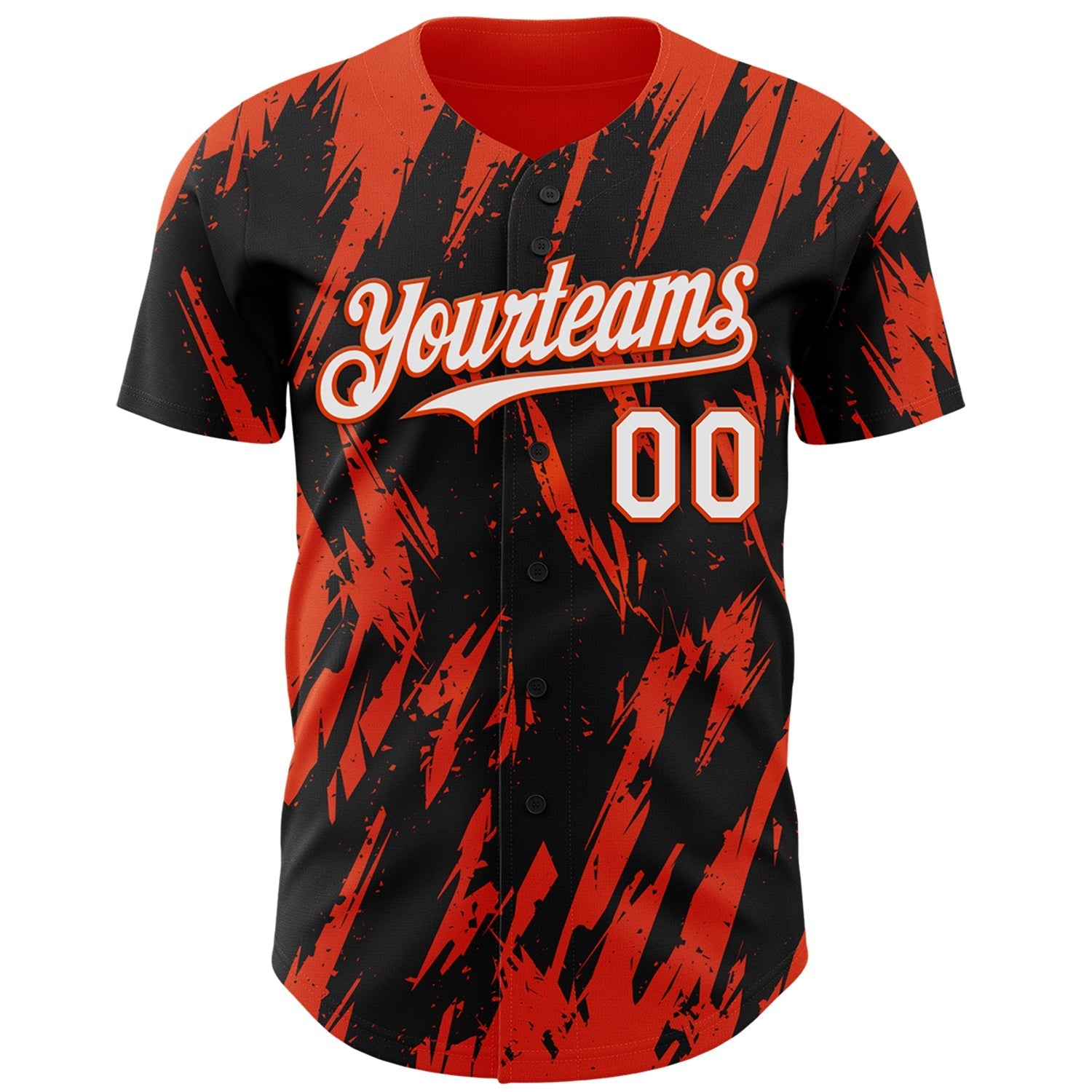 Custom Black White-Orange Splatter Torn Sharp Brush Stroke Authentic Baseball Jersey baseball jersey product view 2