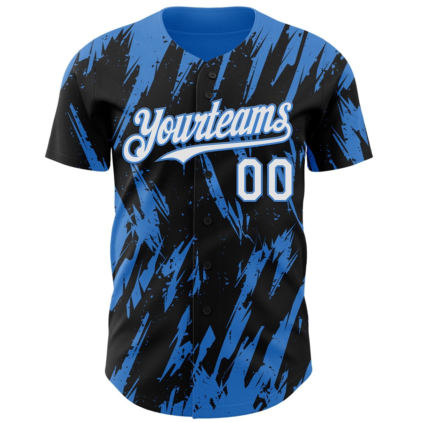 Custom Black White-Powder Blue Splatter Torn Sharp Brush Stroke Authentic Baseball Jersey baseball jersey product view 2