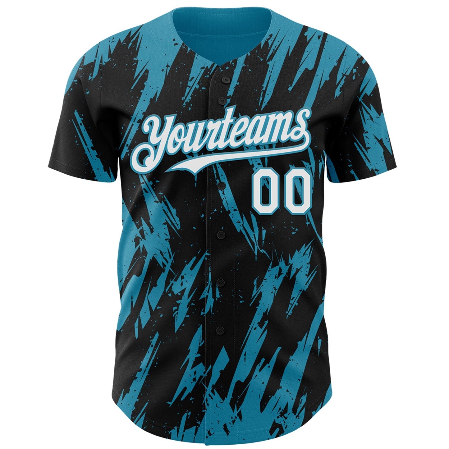 Custom Black White-Panther Blue Splatter Torn Sharp Brush Stroke Authentic Baseball Jersey baseball jersey product view 2