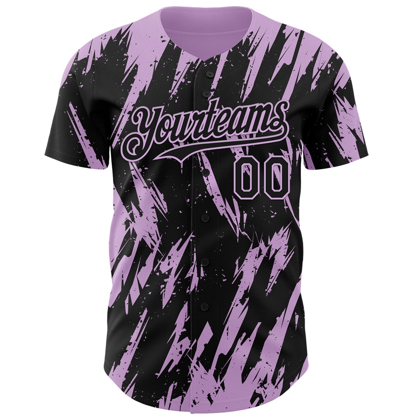 Custom Black Light Purple Splatter Torn Sharp Brush Stroke Authentic Baseball Jersey baseball jersey product view 2